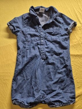 okie dokie Blue Short-Sleeve Denim One-Piece Bodysuit